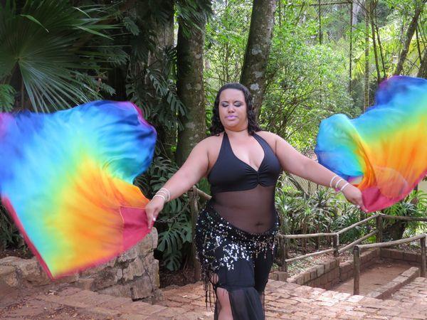 Véu Flag de Seda para Dança do Ventre