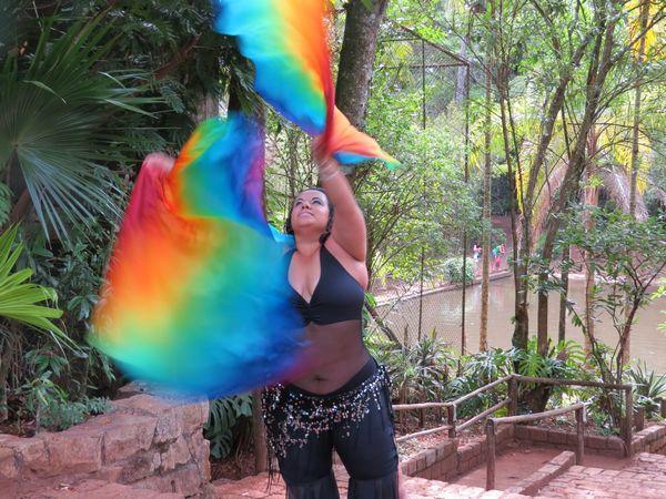 Véu Flag de Seda para Dança do Ventre