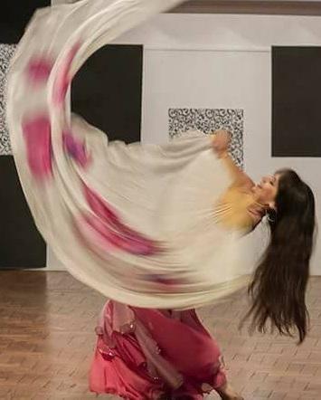 Véu Maxi Leque de Seda para Dança do Ventre
