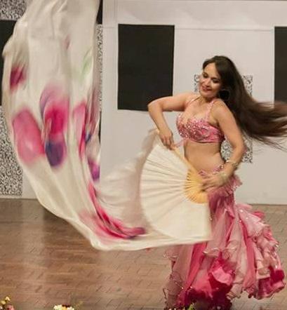Véu Maxi Leque de Seda para Dança do Ventre