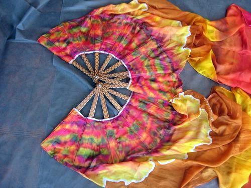 Véu Leque (Fan) de Seda para Dança do Ventre