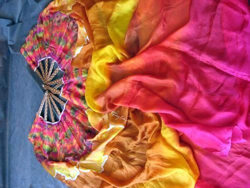 Véu Leque (Fan) de Seda para Dança do Ventre