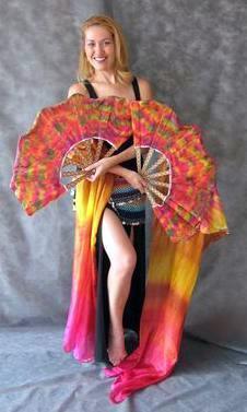 Véu Leque (Fan) de Seda para Dança do Ventre
