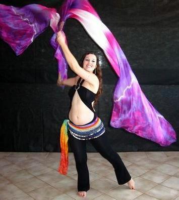 Véu Leque (Fan) de Seda para Dança do Ventre