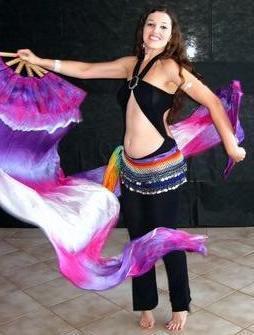 Véu Leque (Fan) de Seda para Dança do Ventre