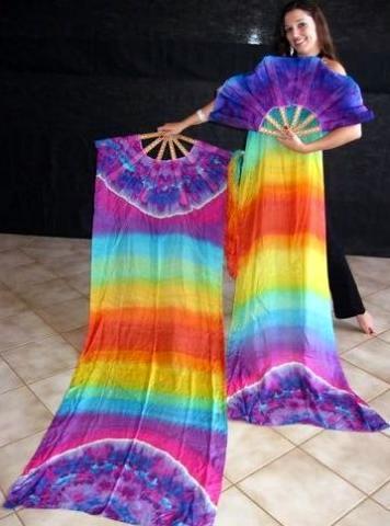 Véu Leque (Fan) de Seda para Dança do Ventre