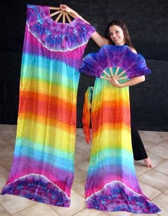 Véu Leque (Fan) de Seda para Dança do Ventre
