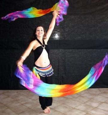 Véu Leque (Fan) de Seda para Dança do Ventre