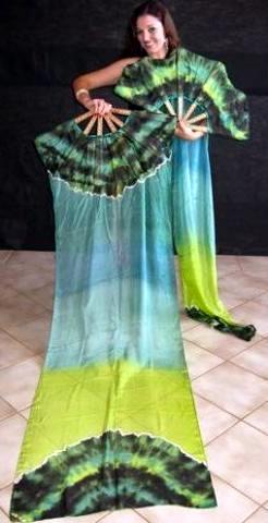 Véu Leque (Fan) de Seda para Dança do Ventre