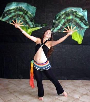 Véu Leque (Fan) de Seda para Dança do Ventre
