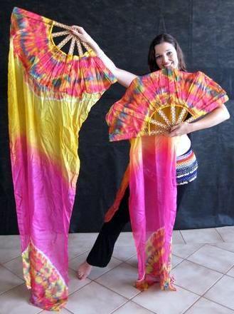 Véu Leque (Fan) de Seda para Dança do Ventre