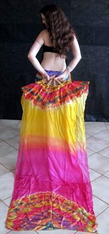 Véu Leque (Fan) de Seda para Dança do Ventre