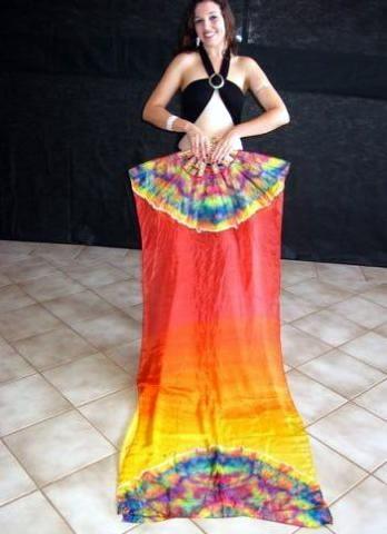 Véu Leque (Fan) de Seda para Dança do Ventre