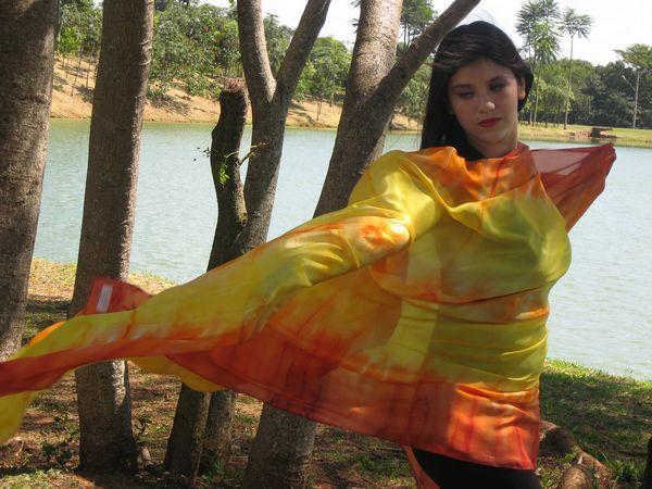 Véu de Seda para Dança do Ventre