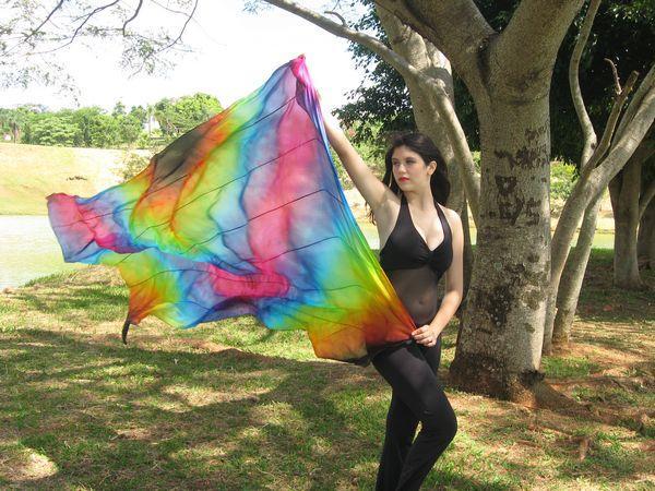 Véu de Seda Patchwork para Dança do Ventre