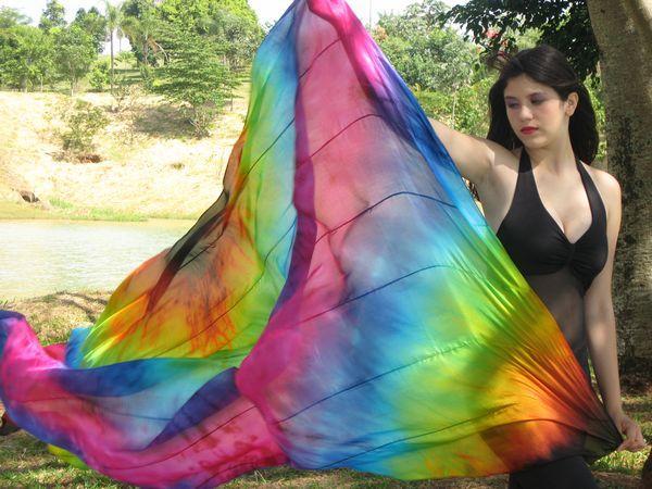 Véu de Seda Patchwork para Dança do Ventre