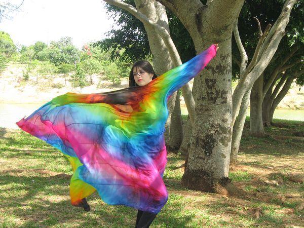 Véu de Seda Patchwork para Dança do Ventre