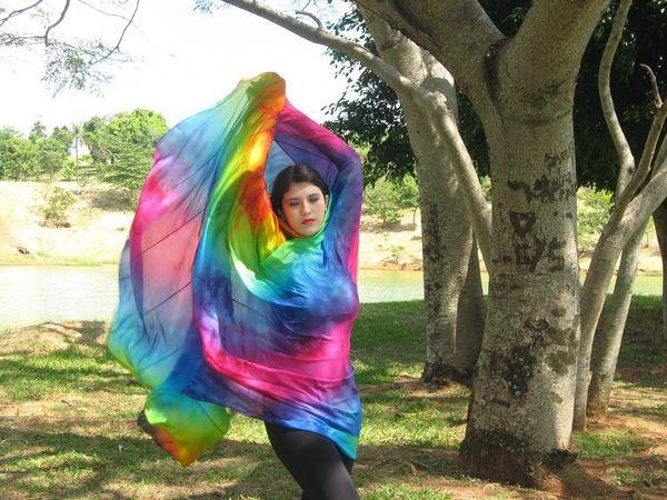 Véu de Seda Patchwork para Dança do Ventre