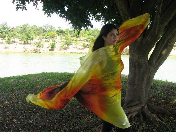 Véu de Seda Patchwork para Dança do Ventre
