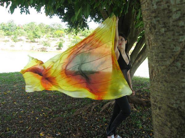 Véu de Seda Patchwork para Dança do Ventre