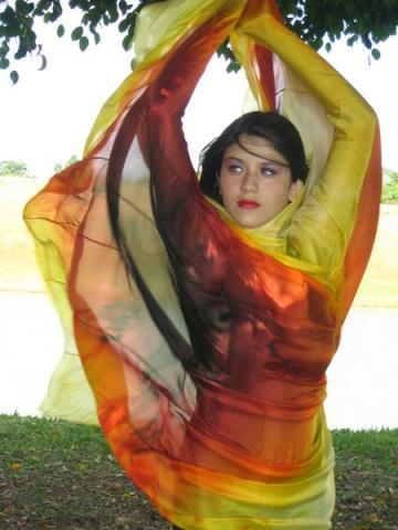 Véu de Seda Patchwork para Dança do Ventre