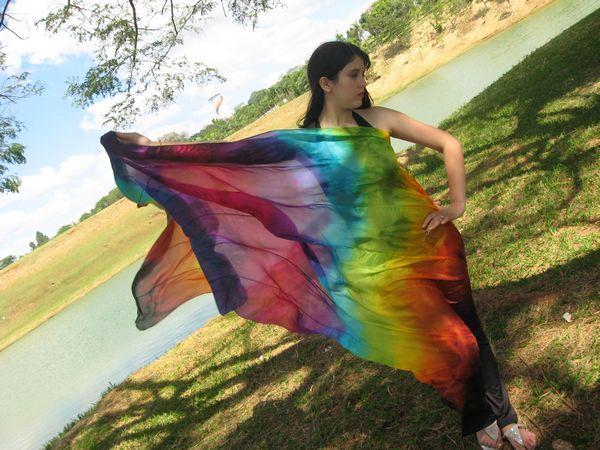 Véu de Seda Patchwork para Dança do Ventre