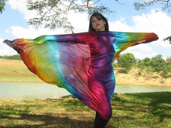 Véu de Seda Patchwork para Dança do Ventre