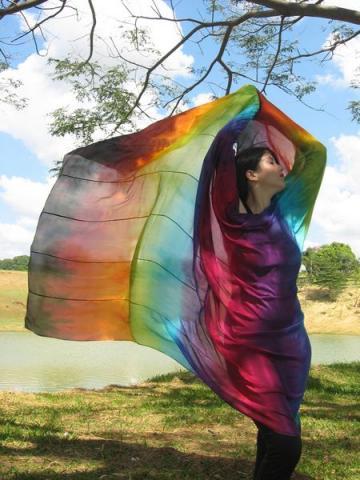 Véu de Seda Patchwork para Dança do Ventre
