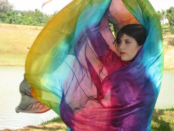 Véu de Seda Patchwork para Dança do Ventre