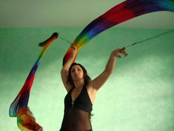Véu de Seda Poi para Dança do Ventre