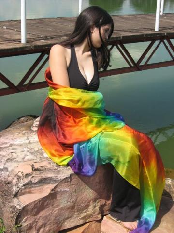 Véu de Seda Patchwork para Dança do Ventre