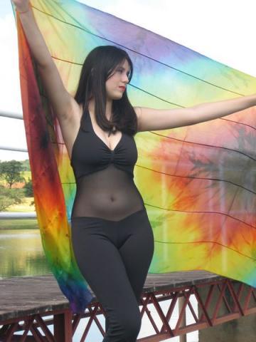 Véu de Seda Patchwork para Dança do Ventre